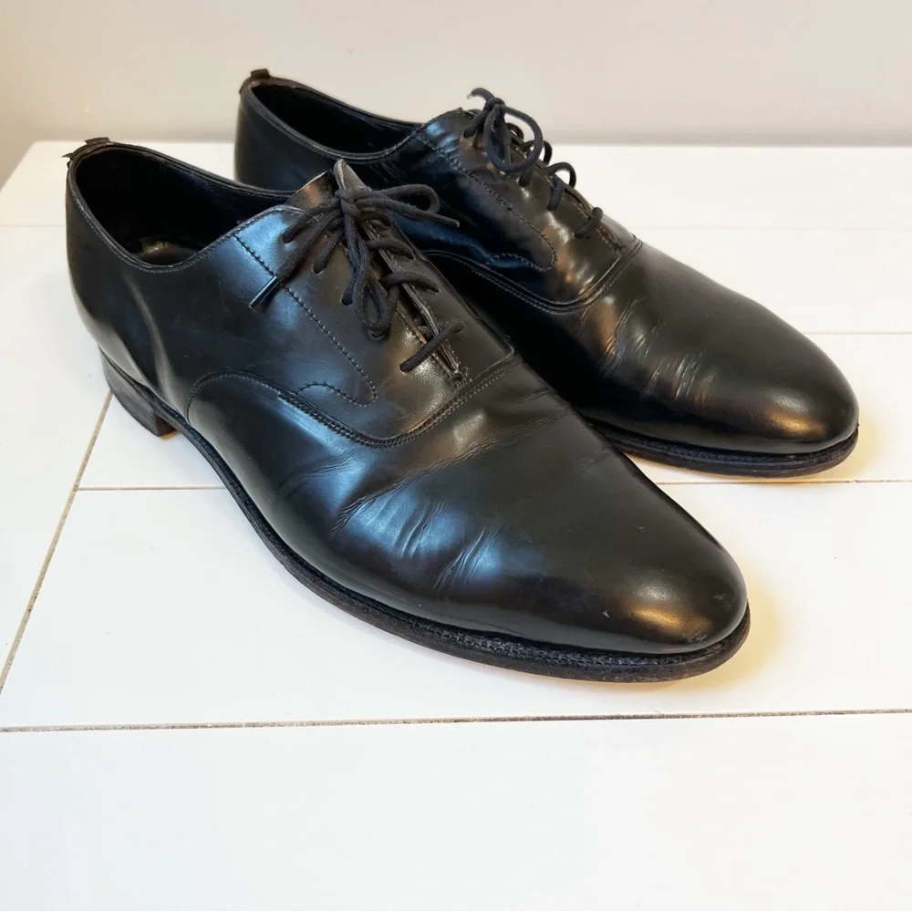 Brooks Brothers The Curzon Men’s Leather Oxford Dress Shoes Black Size 41